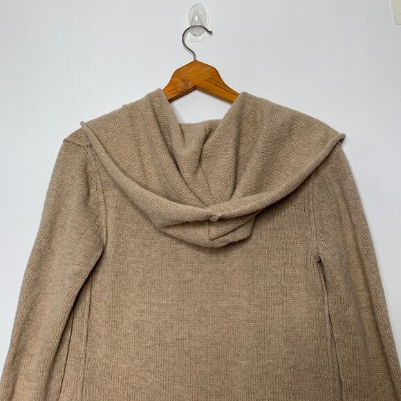 Vince women's tan yak wool blend open front hooded cardigan wrap sweater Medium - Picture 5 of 12